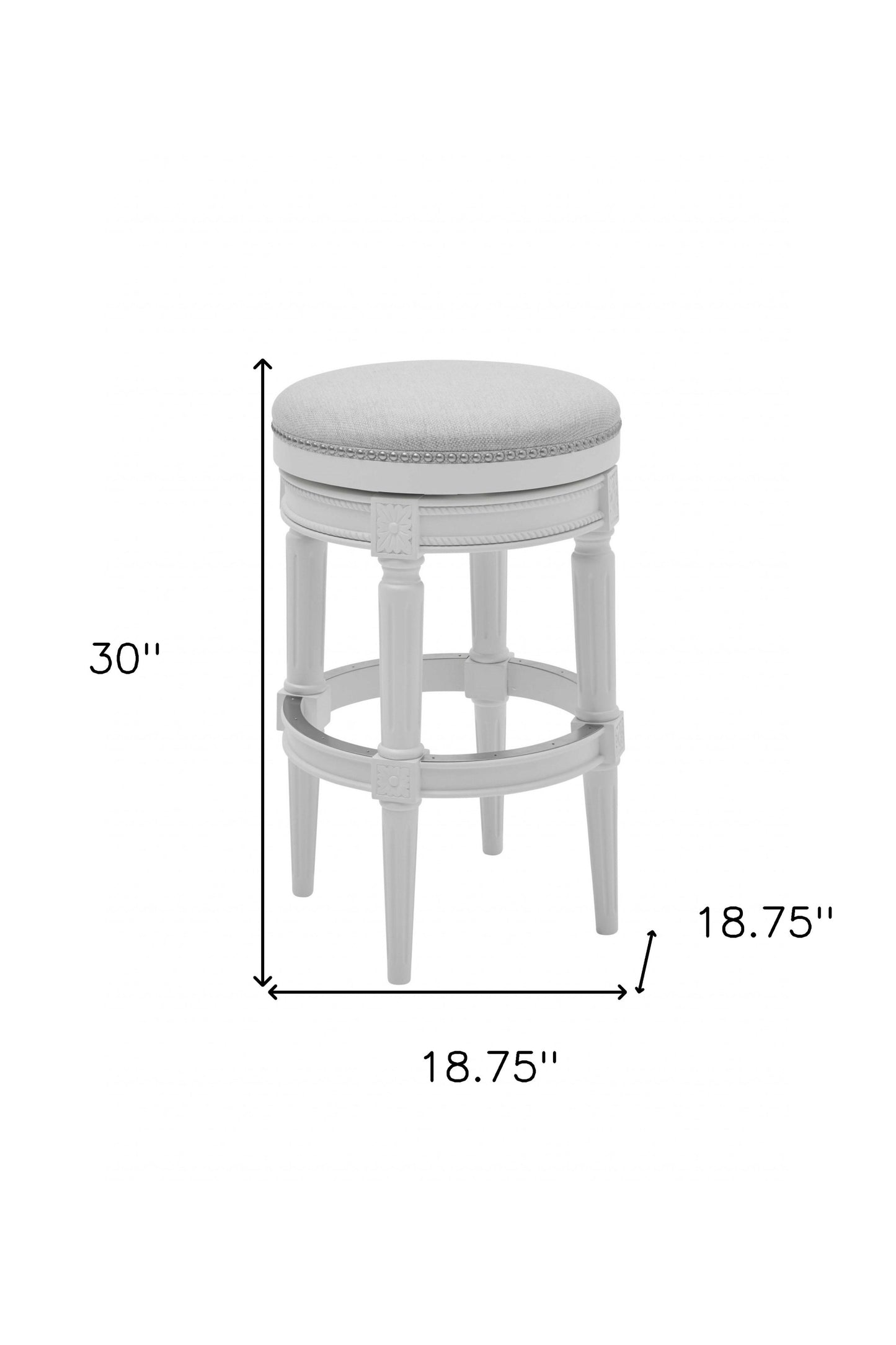 Gray Solid Wood Backless Bar Height Swivel Bar Chair