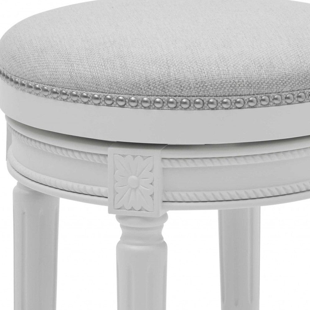 Gray Solid Wood Backless Bar Height Swivel Bar Chair