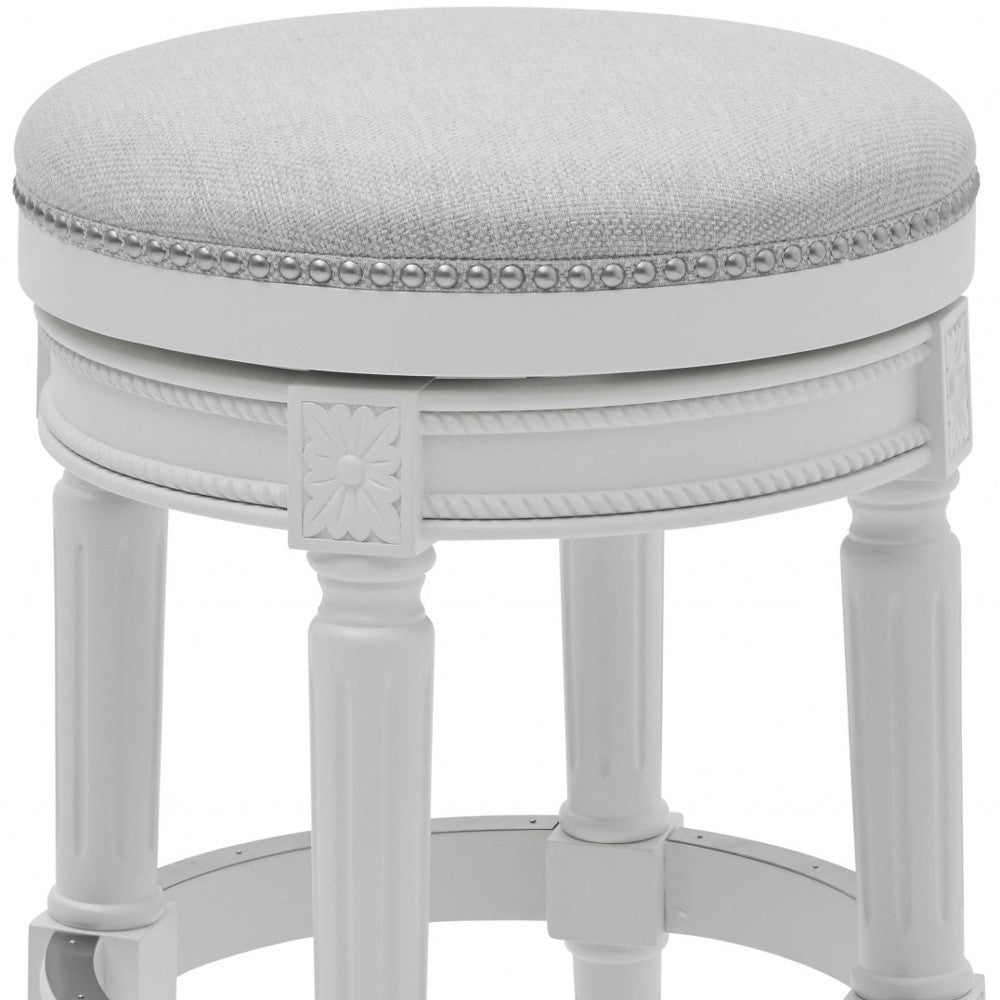 Gray Solid Wood Backless Bar Height Swivel Bar Chair