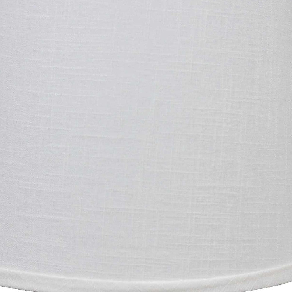 Clear Glass Bedside Table Lamp w/ White Tapered Shade