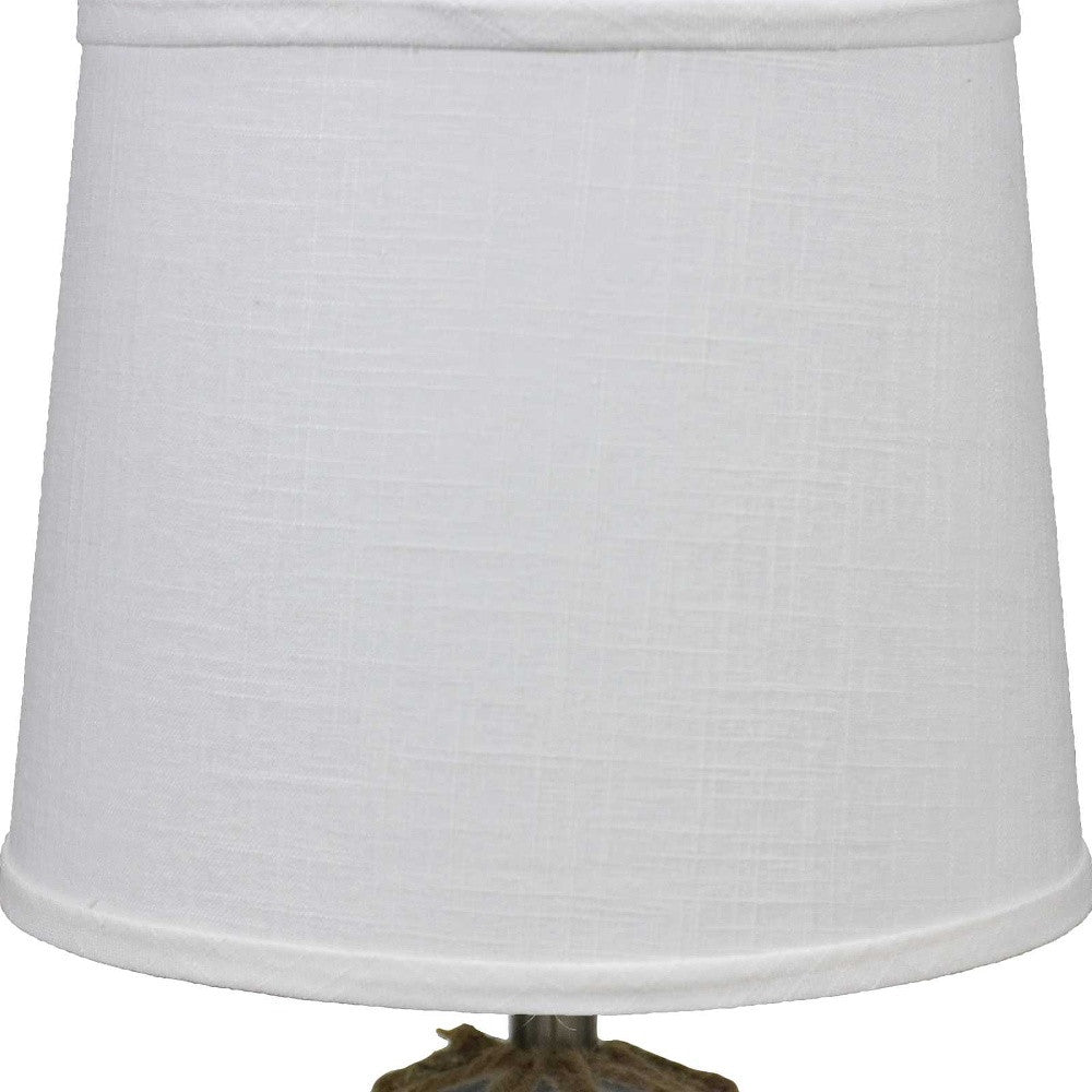 Clear Glass Bedside Table Lamp w/ White Tapered Shade