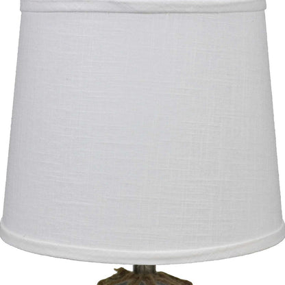 Clear Glass Bedside Table Lamp w/ White Tapered Shade