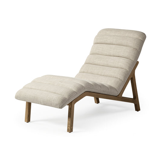 Cream & Brown Fabric Tufted Lounge Chair
