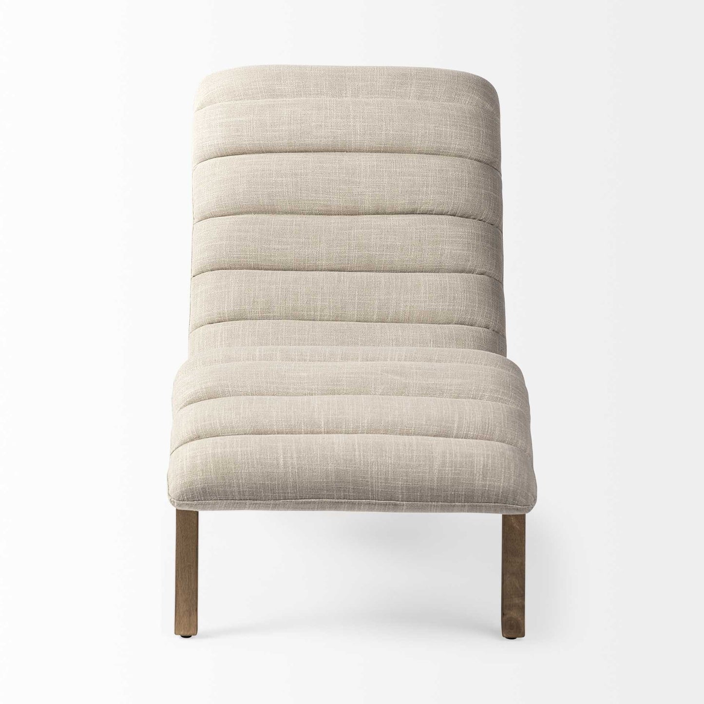 Cream & Brown Fabric Tufted Lounge Chair