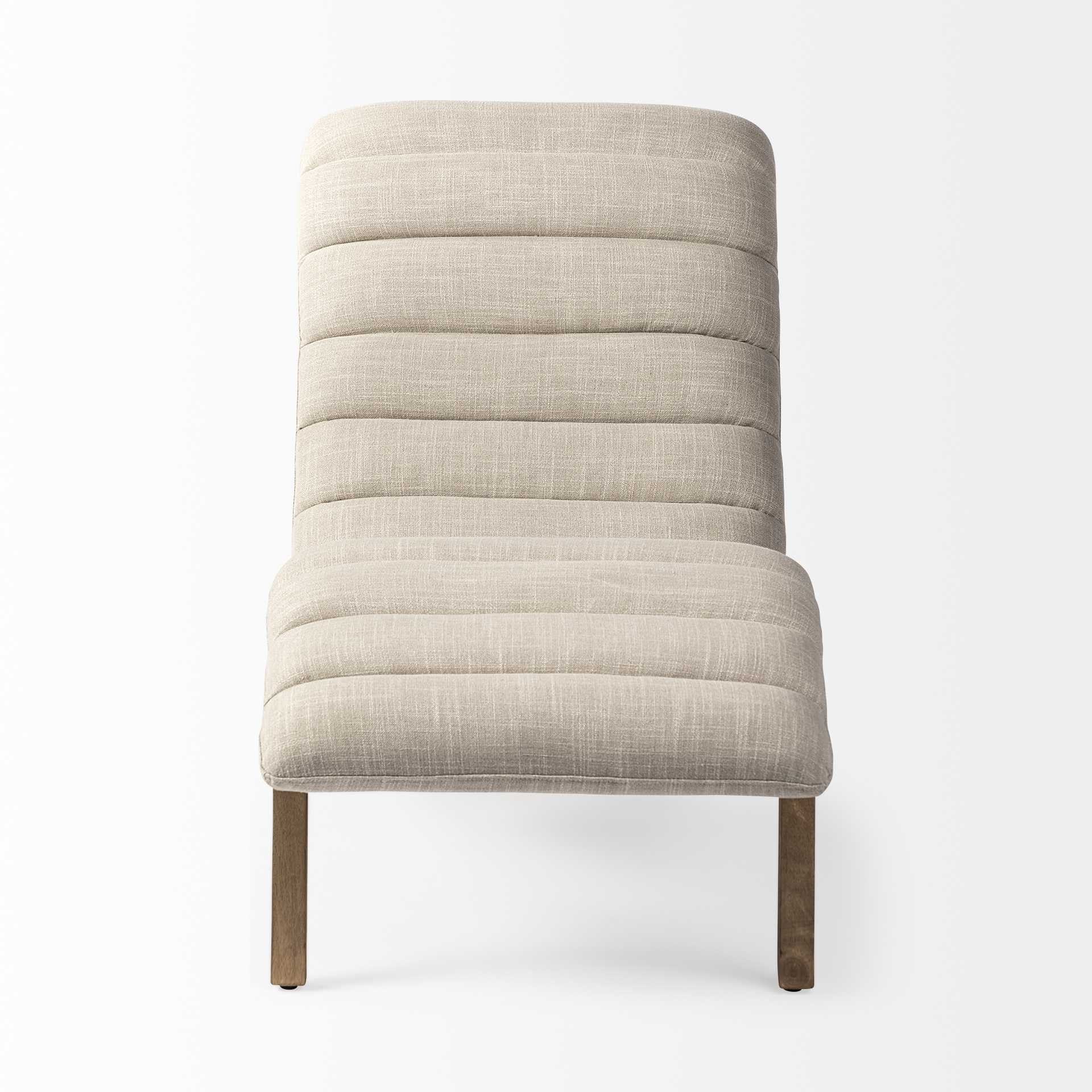 Cream & Brown Fabric Tufted Lounge Chair