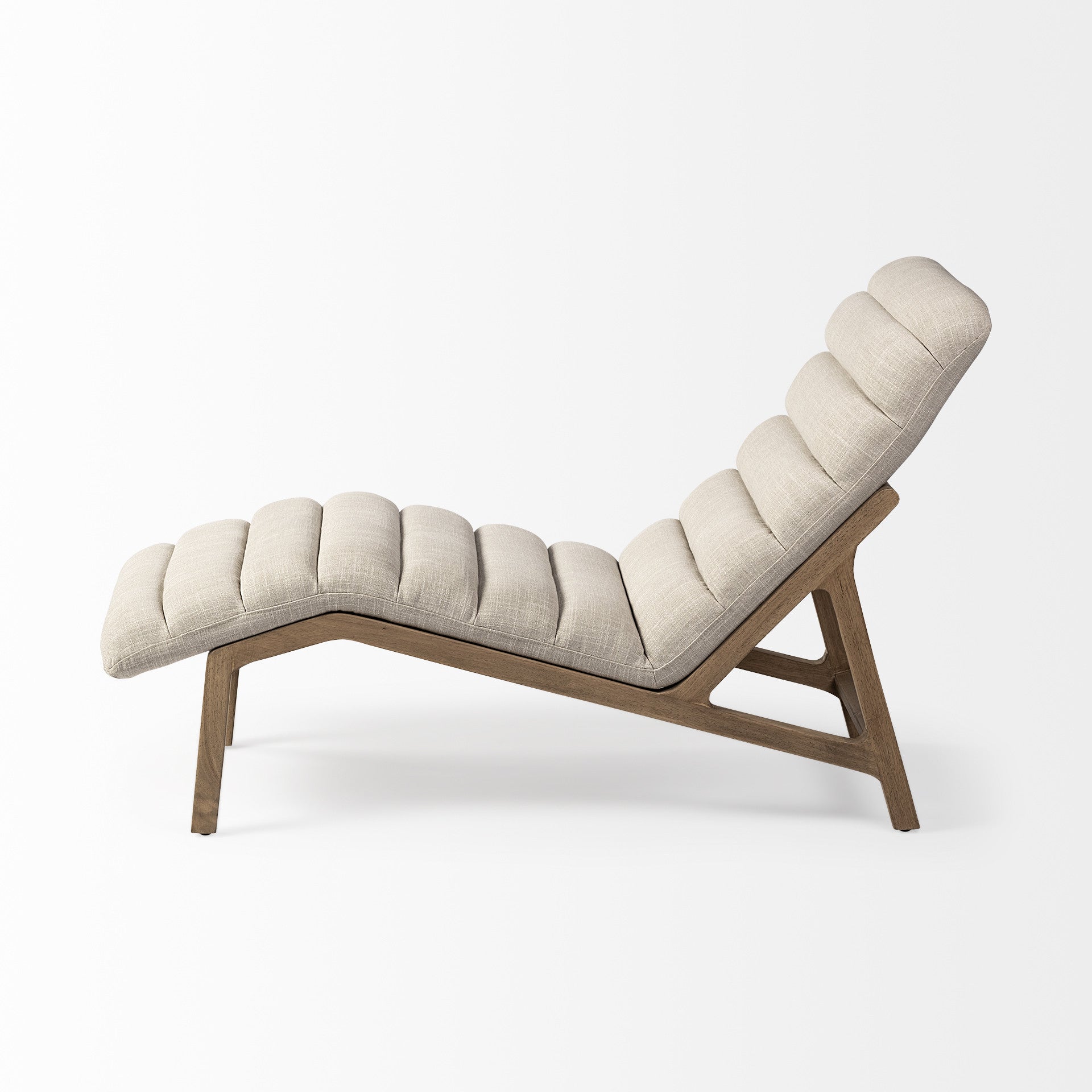 Cream & Brown Fabric Tufted Lounge Chair