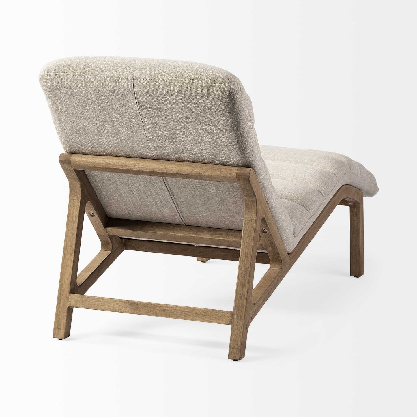 Cream & Brown Fabric Tufted Lounge Chair