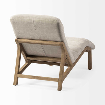 Cream & Brown Fabric Tufted Lounge Chair