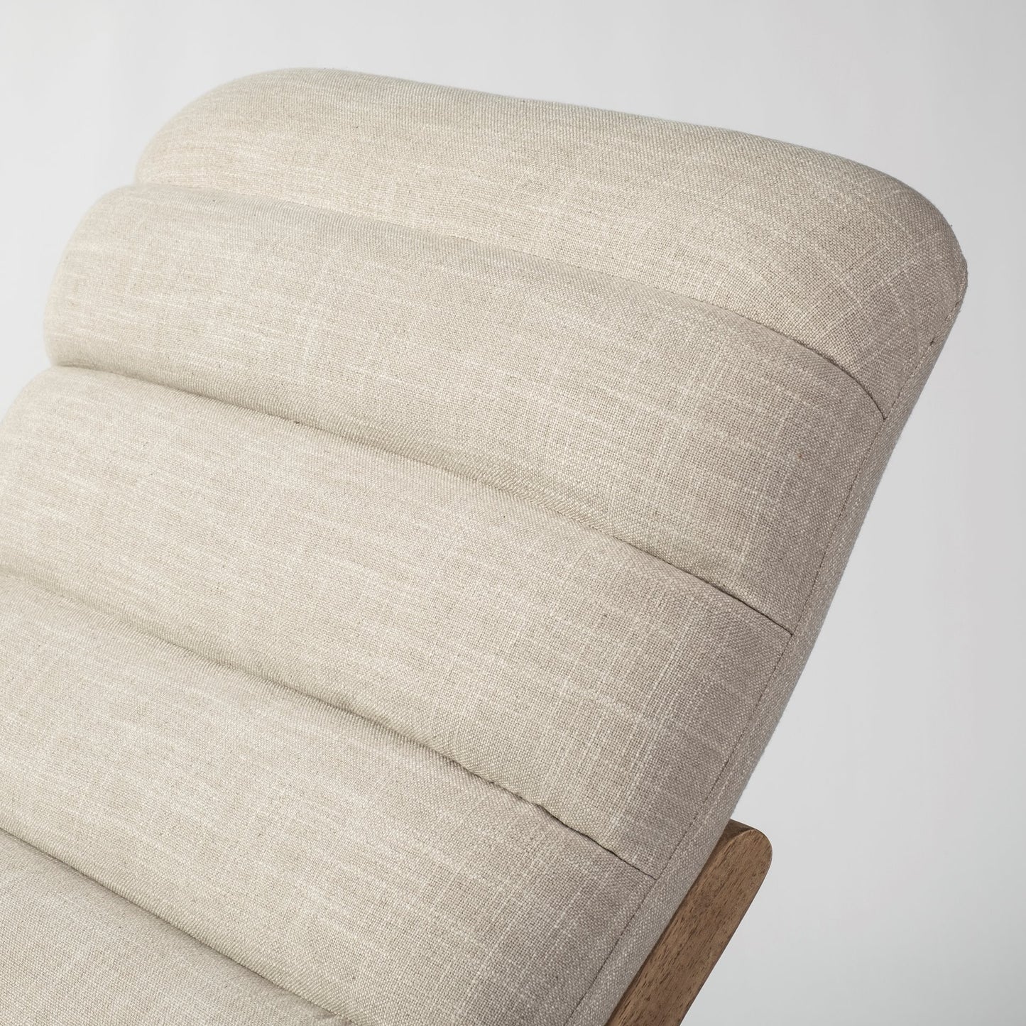 Cream & Brown Fabric Tufted Lounge Chair