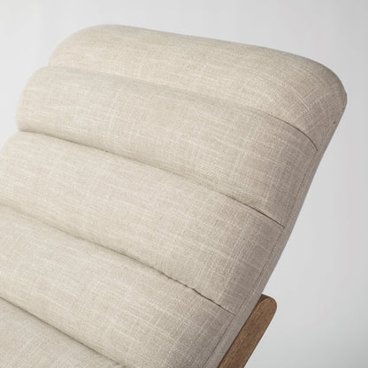 Cream & Brown Fabric Tufted Lounge Chair
