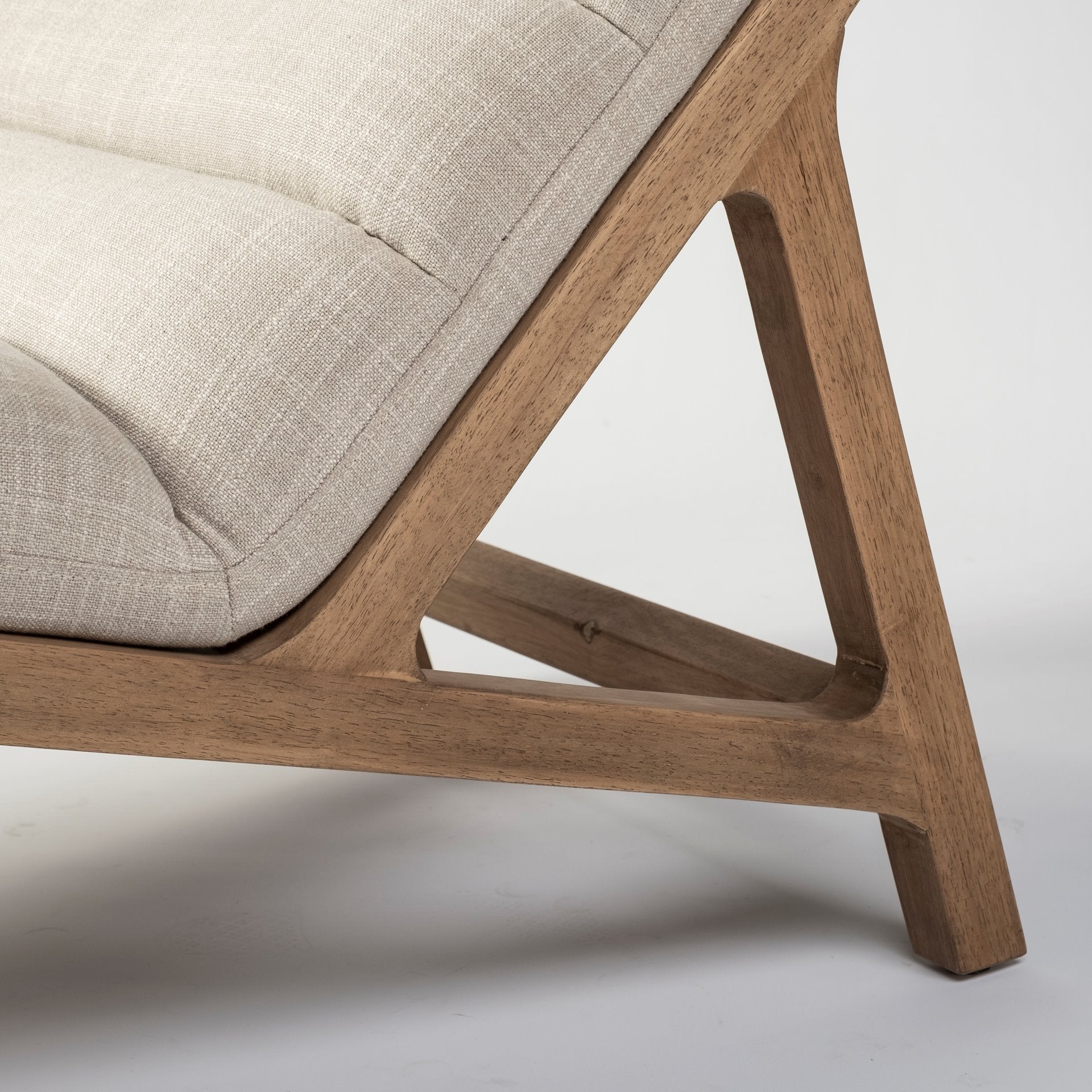 Cream & Brown Fabric Tufted Lounge Chair