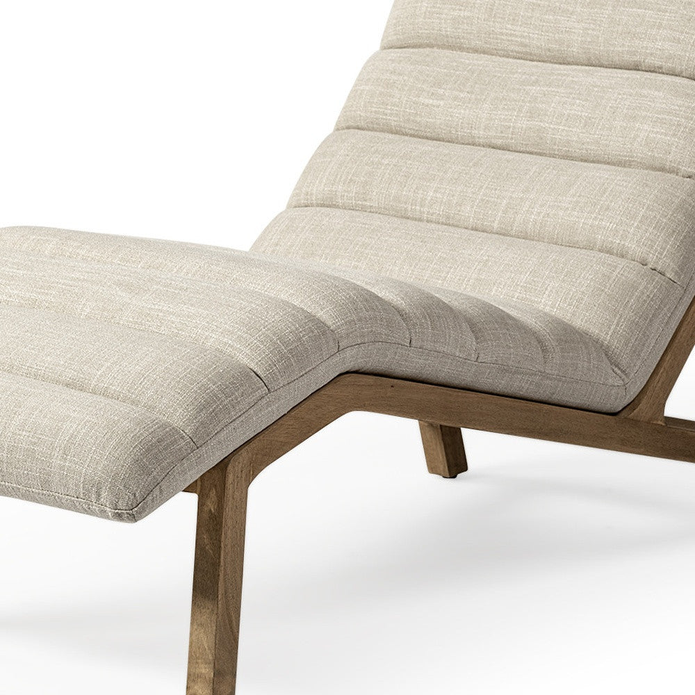Cream & Brown Fabric Tufted Lounge Chair