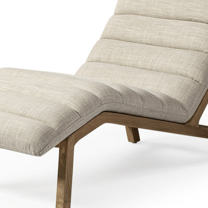 Cream & Brown Fabric Tufted Lounge Chair