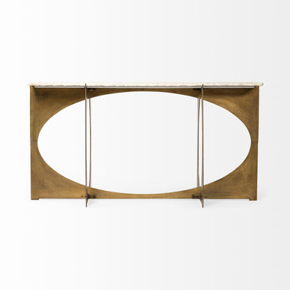 White & Gold Genuine Marble & Metal Console Table