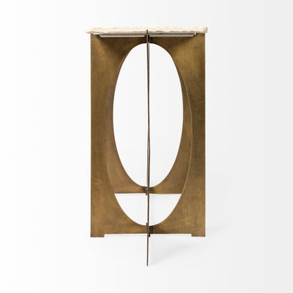 White & Gold Genuine Marble & Metal Console Table
