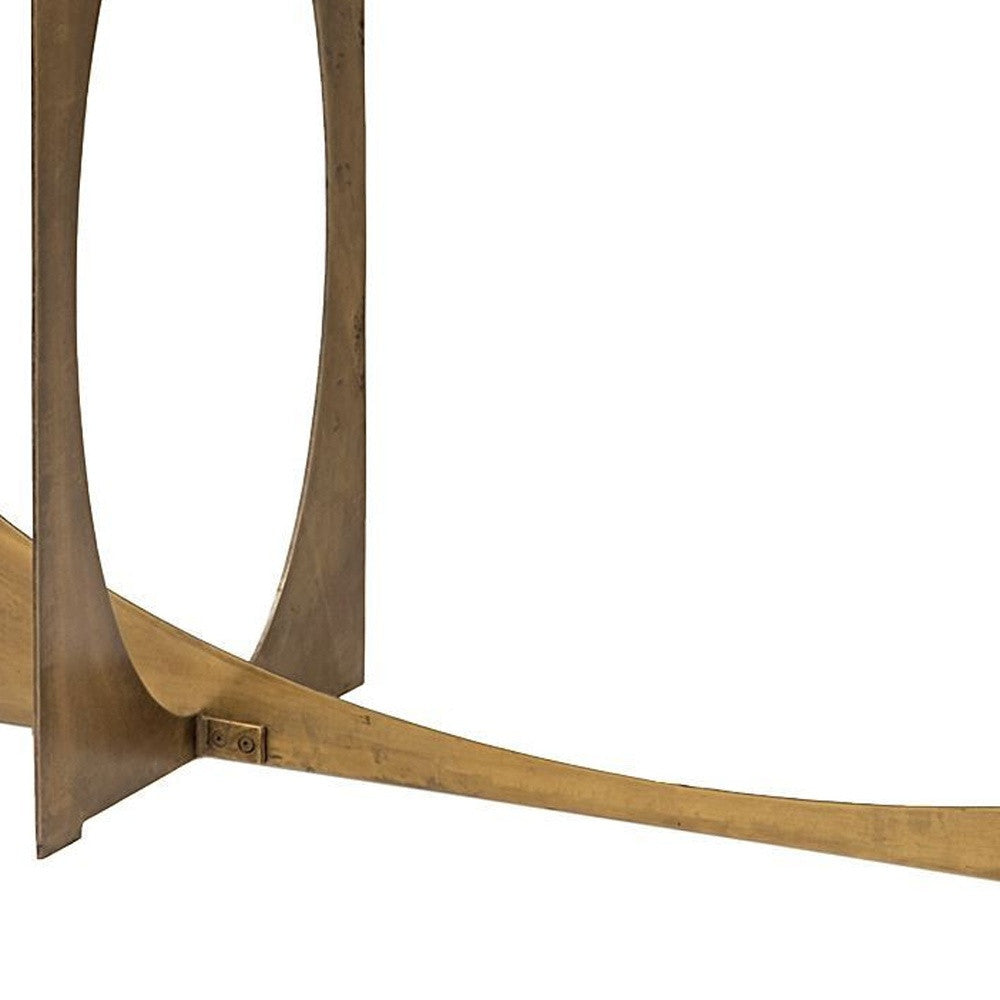 White & Gold Genuine Marble & Metal Console Table
