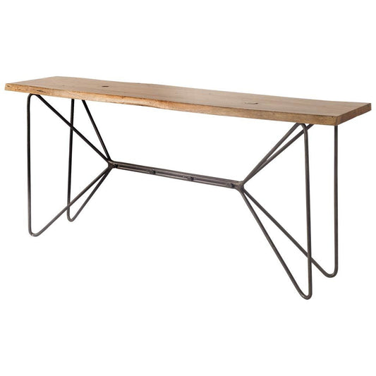 Brown/Black Solid Wood & Iron Console Table
