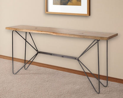 Brown/Black Solid Wood & Iron Console Table
