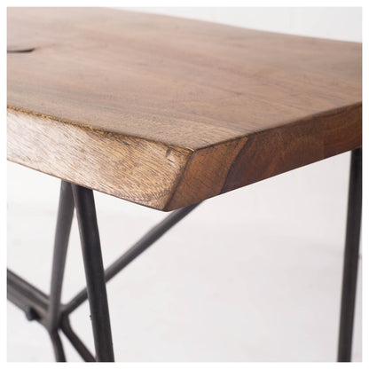 Brown/Black Solid Wood & Iron Console Table