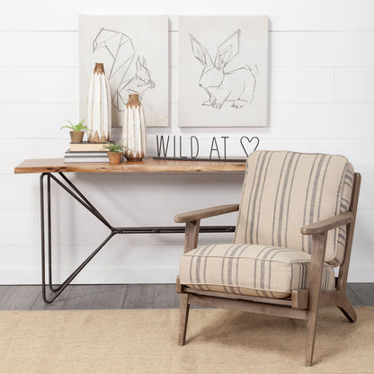 Brown/Black Solid Wood & Iron Console Table