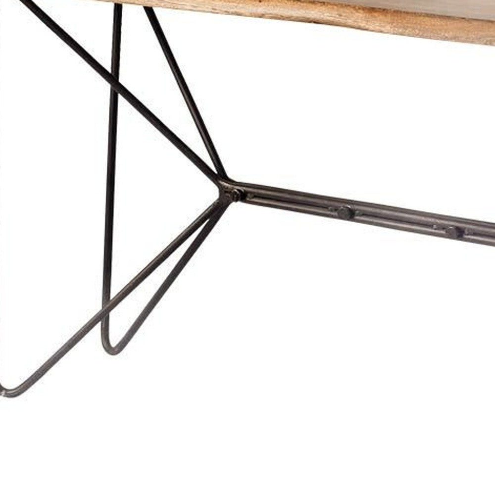 Brown/Black Solid Wood & Iron Console Table
