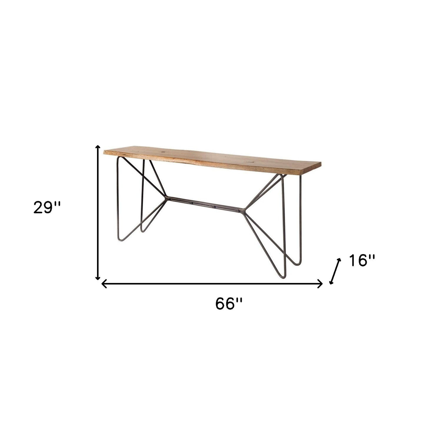 Brown/Black Solid Wood & Iron Console Table