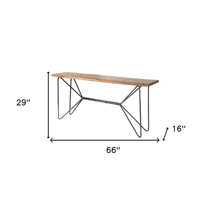 Brown/Black Solid Wood & Iron Console Table