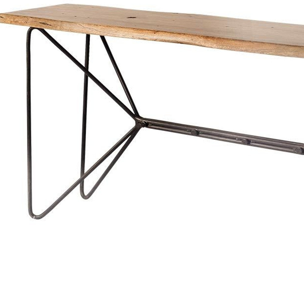 Brown/Black Solid Wood & Iron Console Table