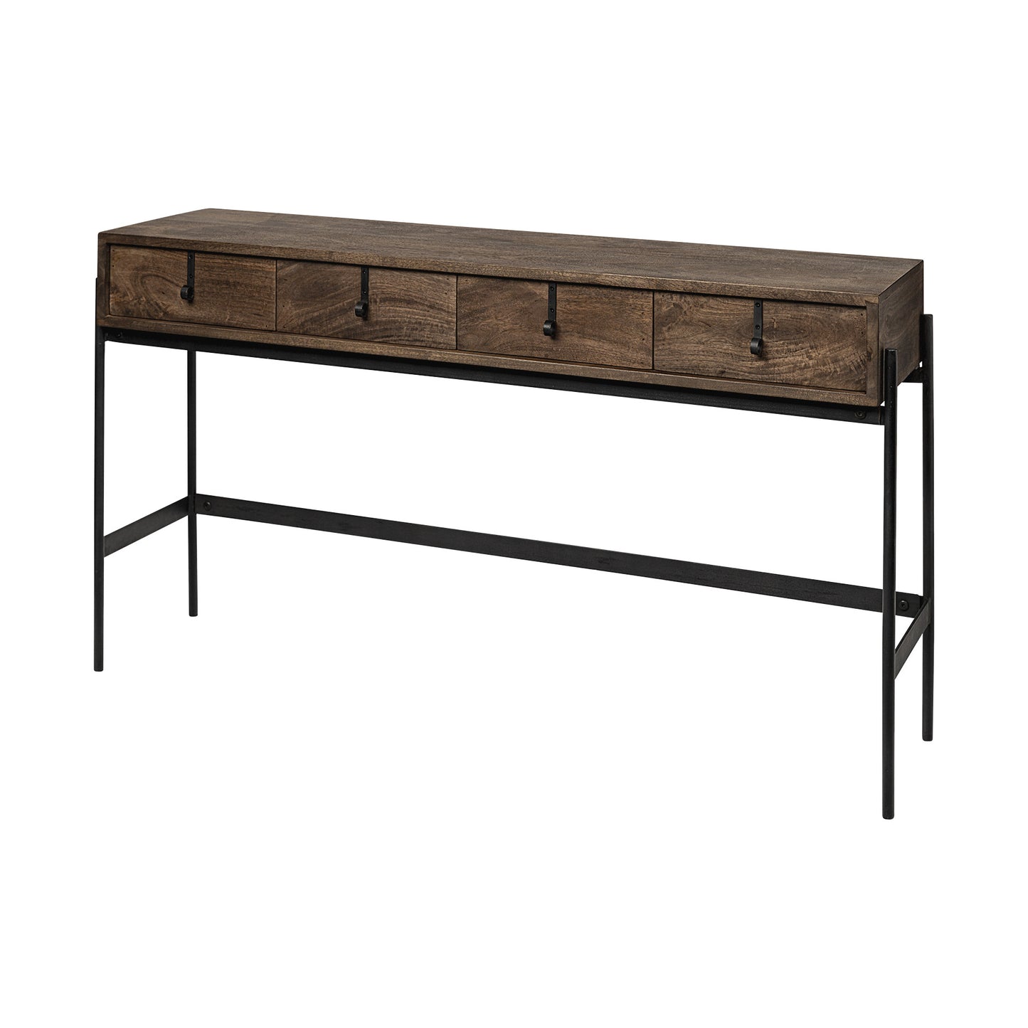 Brown/Black Solid Wood & Metal Console Table