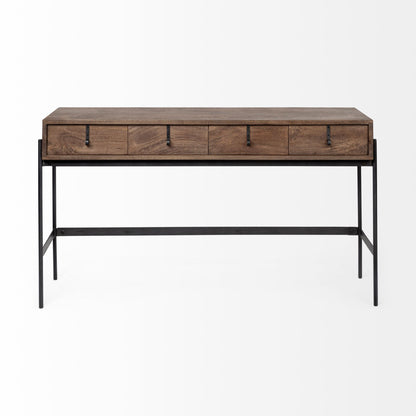 Brown/Black Solid Wood & Metal Console Table