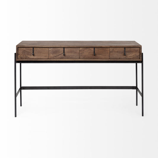 Brown/Black Solid Wood & Metal Console Table