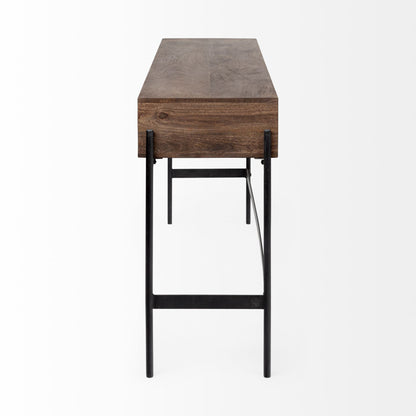 Brown/Black Solid Wood & Metal Console Table