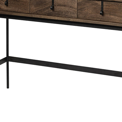 Brown/Black Solid Wood & Metal Console Table