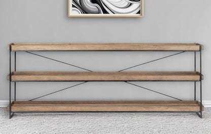 Light Brown & Black Solid Wood & Iron Console Table