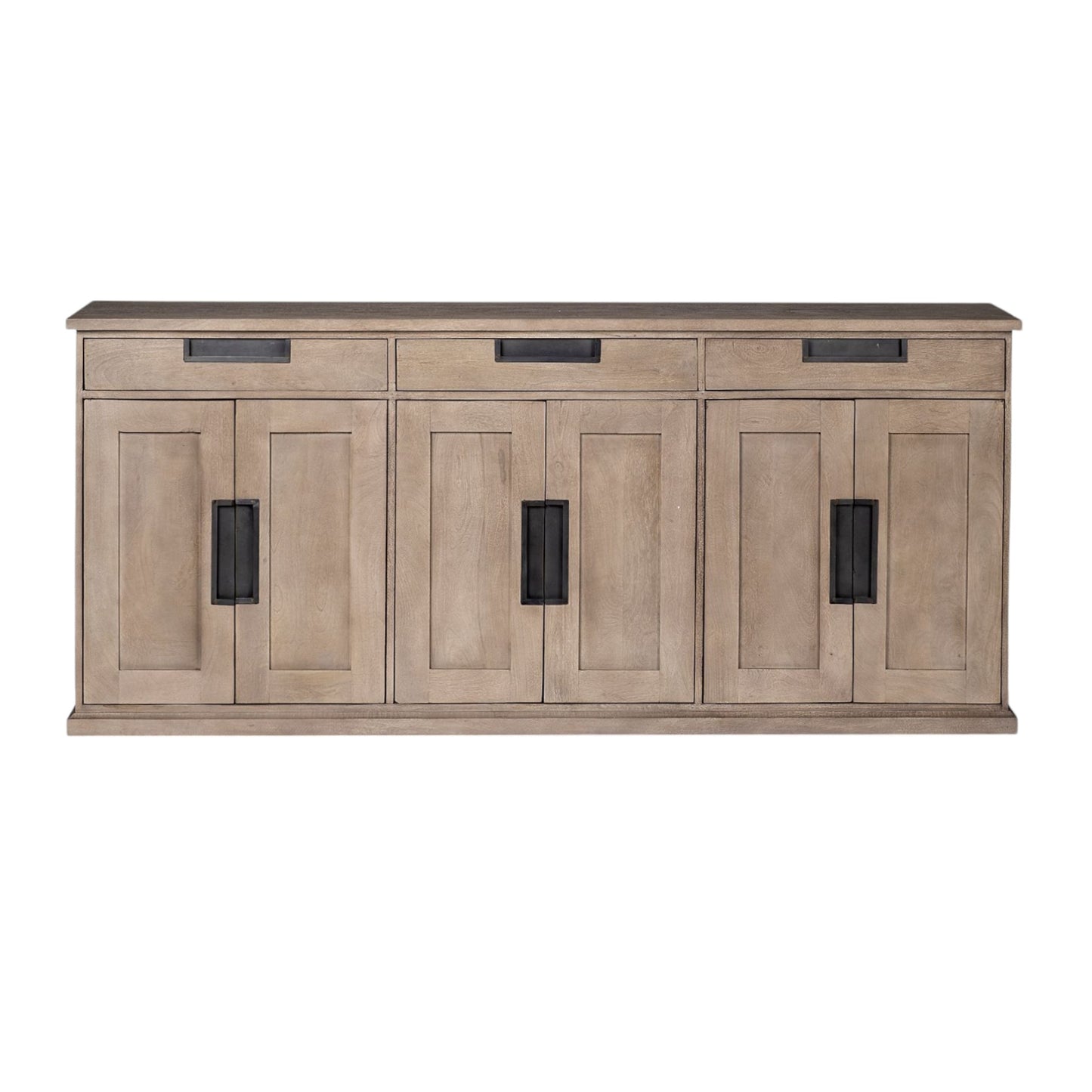 Brown Solid Wood 3 Drawer Sideboard w/ 6 Doors