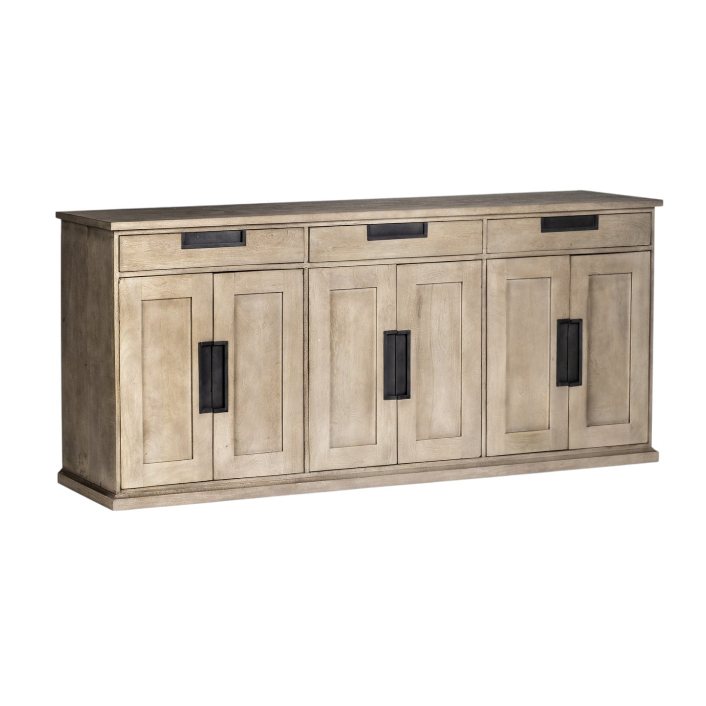 Brown Solid Wood 3 Drawer Sideboard w/ 6 Doors