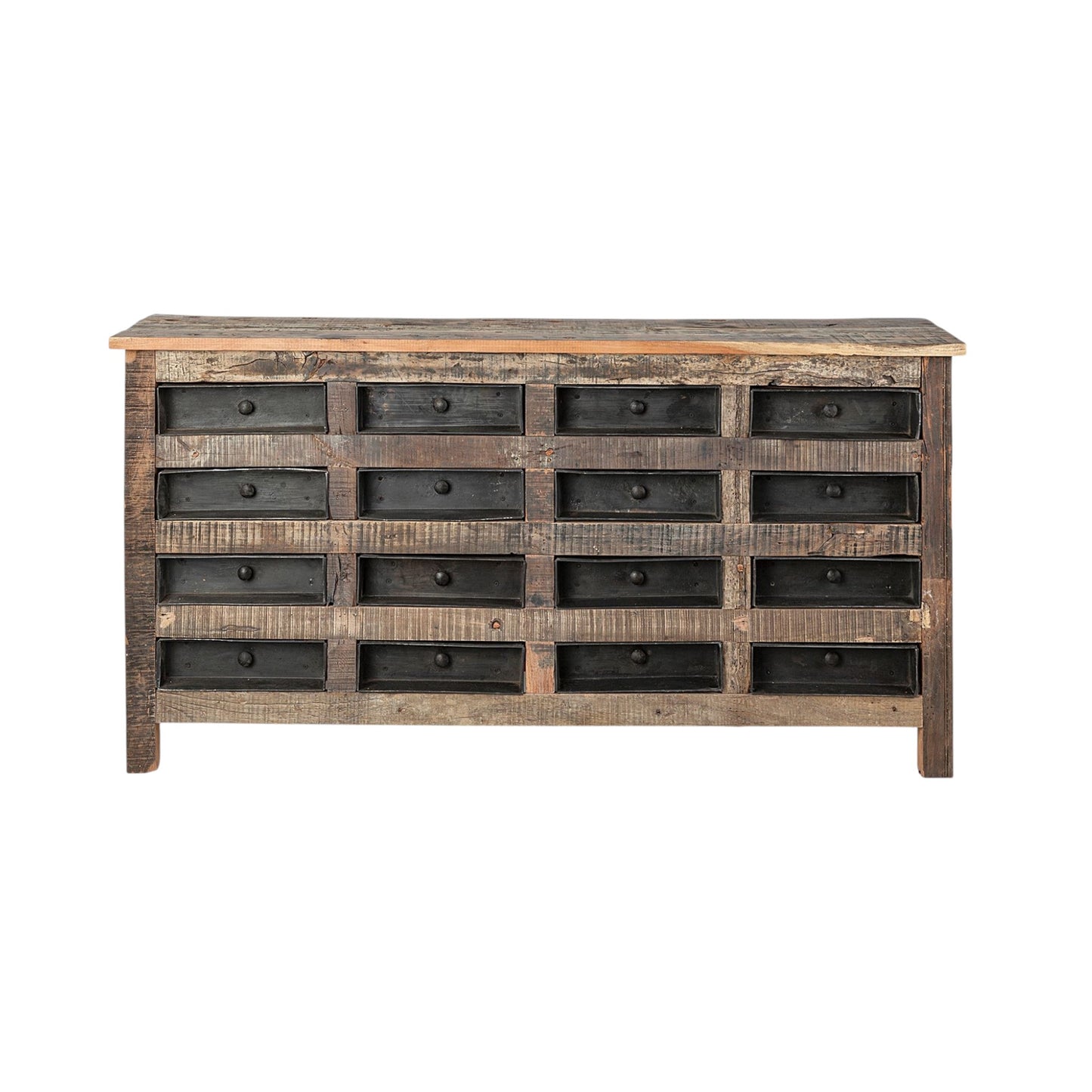 Brown & Black Solid Wood 16 Drawer Sideboard