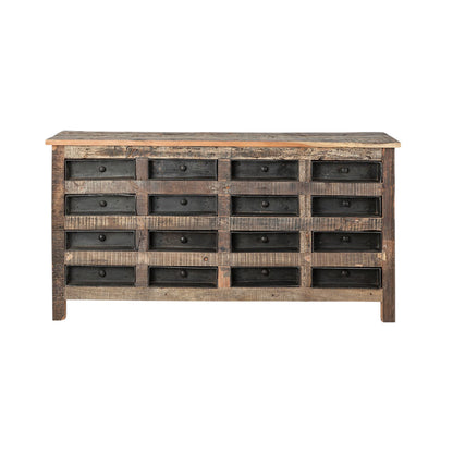 Brown & Black Solid Wood 16 Drawer Sideboard