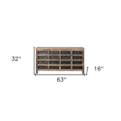Brown & Black Solid Wood 16 Drawer Sideboard