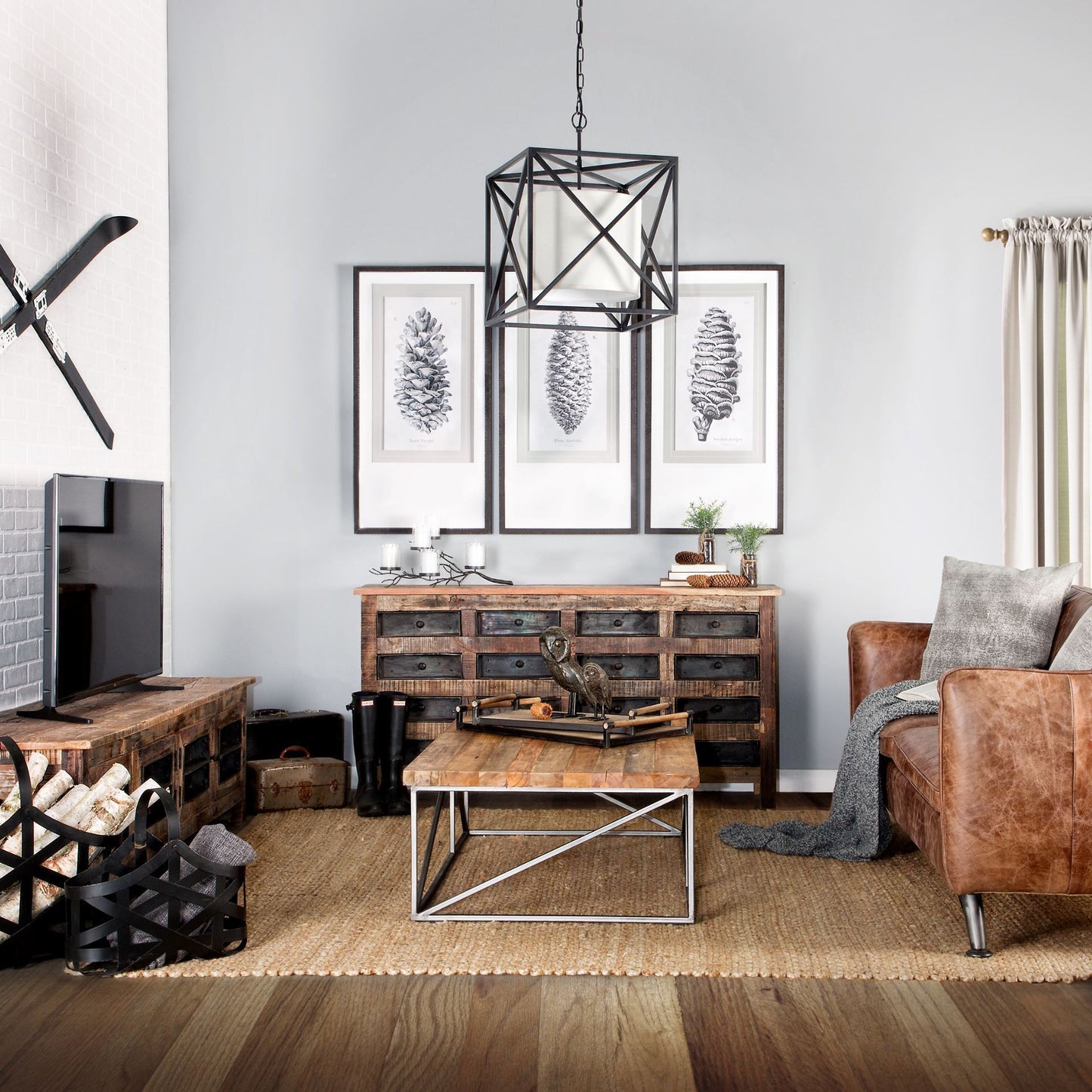 Brown & Black Solid Wood 16 Drawer Sideboard