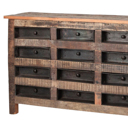 Brown & Black Solid Wood 16 Drawer Sideboard
