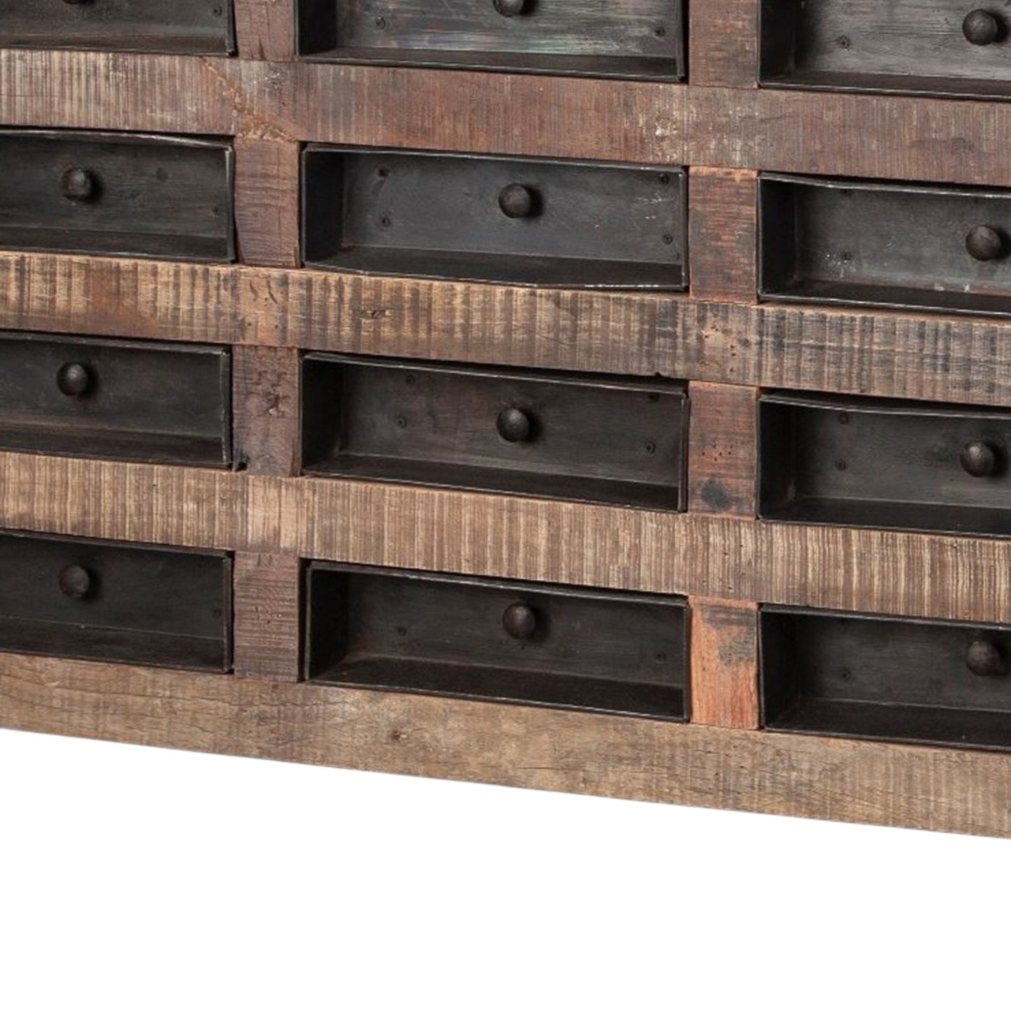 Brown & Black Solid Wood 16 Drawer Sideboard