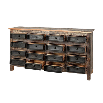 Brown & Black Solid Wood 16 Drawer Sideboard