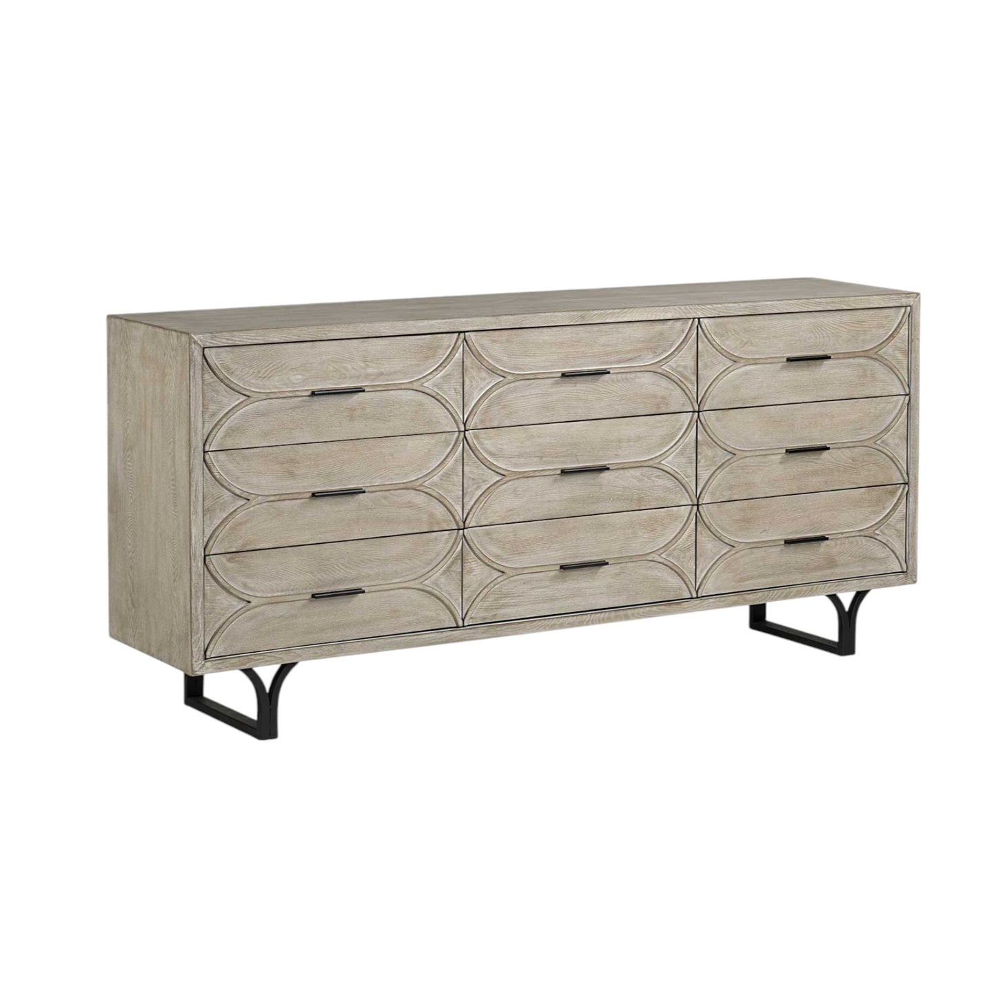 Light Brown Solid Wood 9 Drawer Sideboard