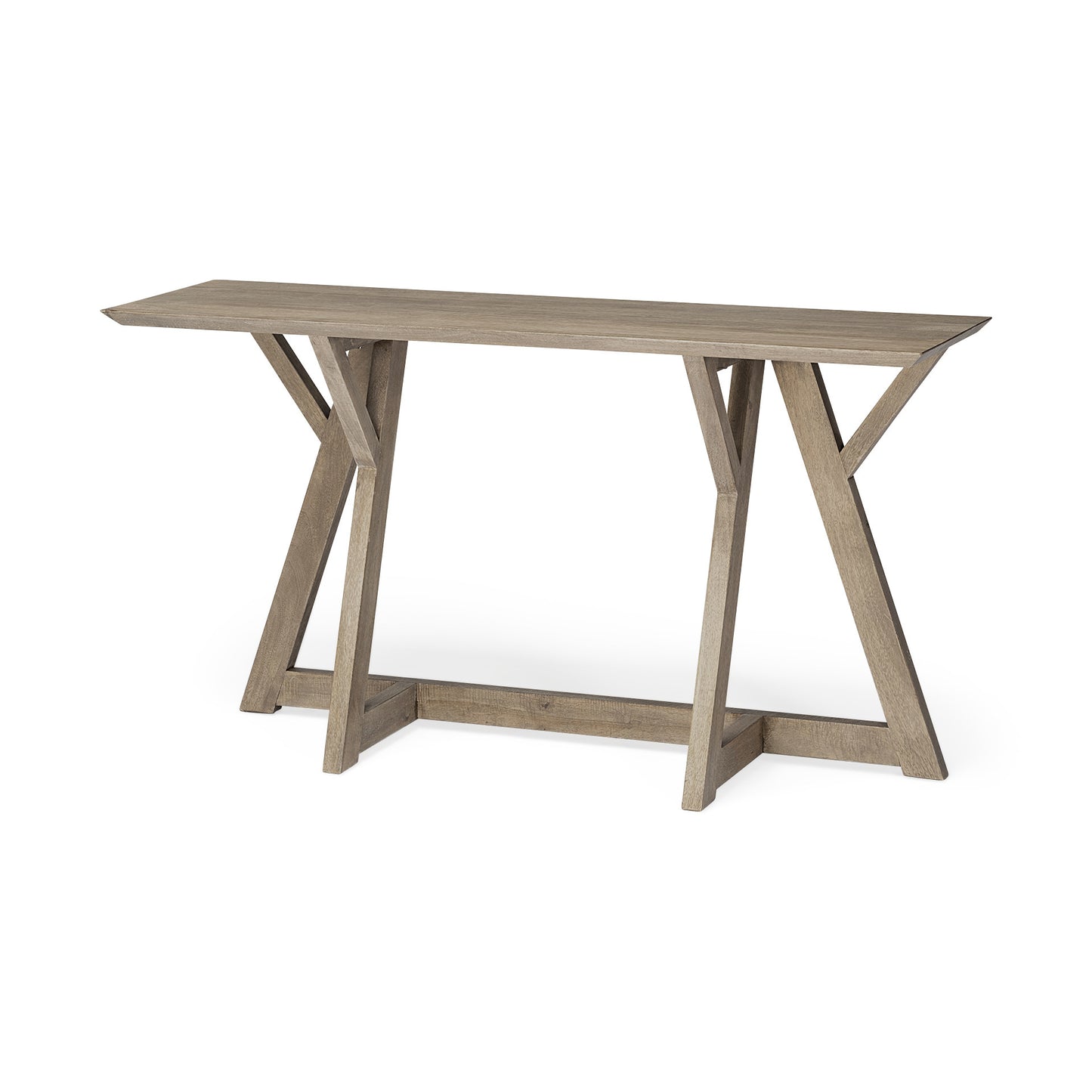 Brown Solid Wood Trestle Console Table