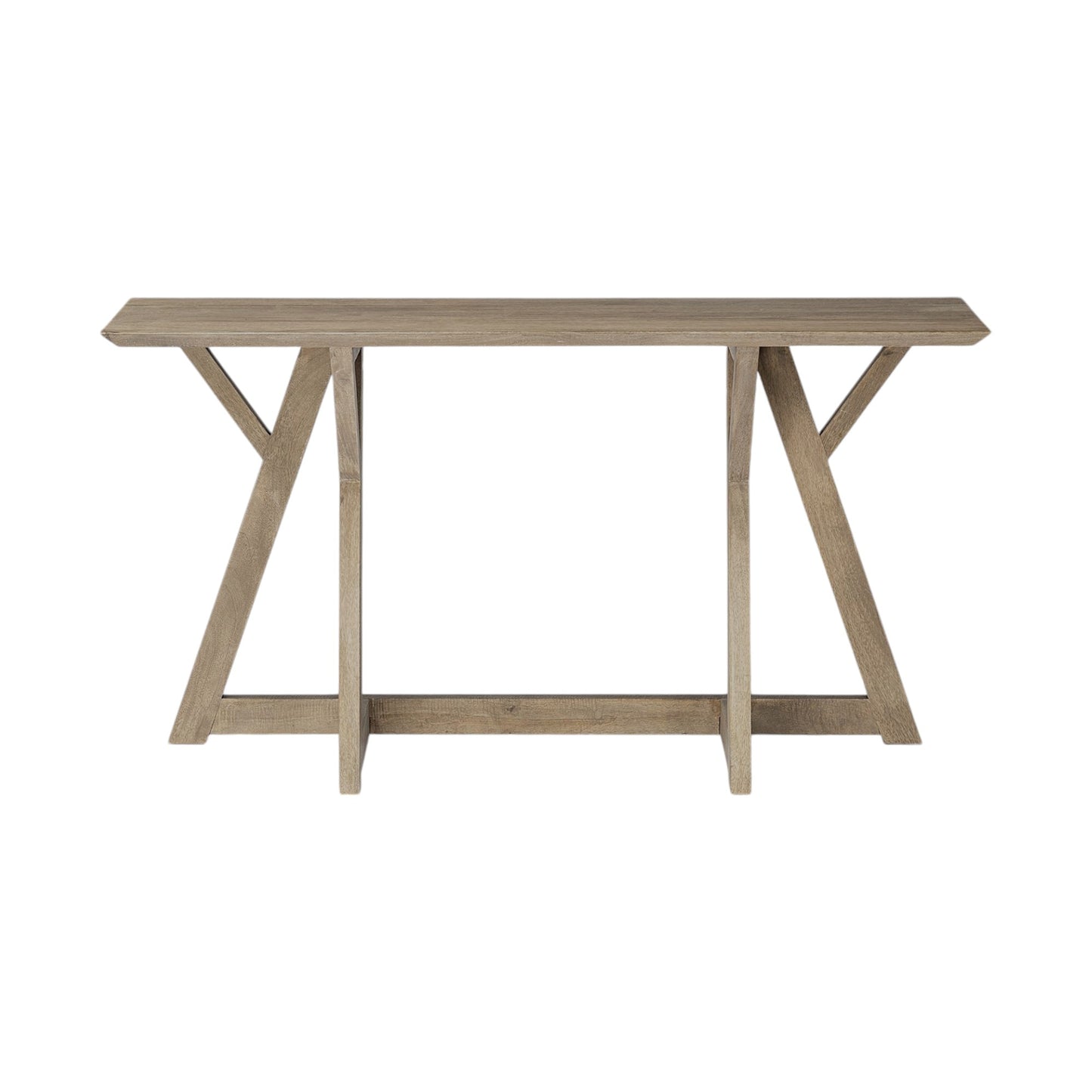 Brown Solid Wood Trestle Console Table
