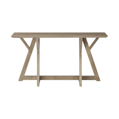 Brown Solid Wood Trestle Console Table