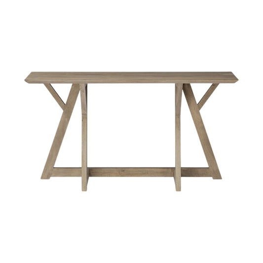 Brown Solid Wood Trestle Console Table