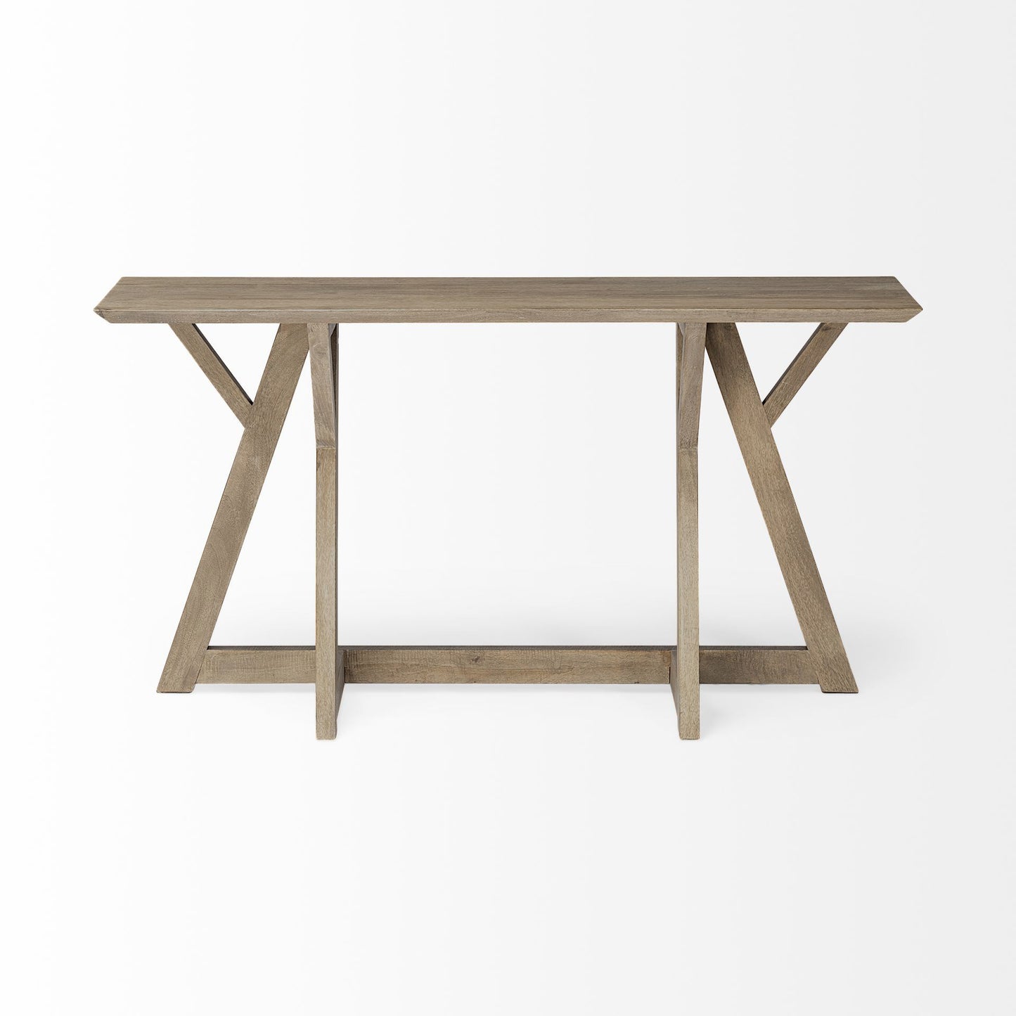 Brown Solid Wood Trestle Console Table
