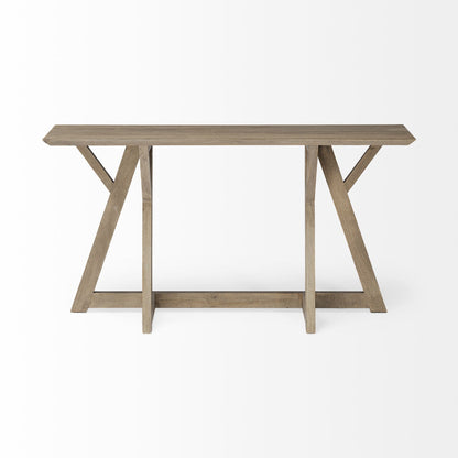 Brown Solid Wood Trestle Console Table